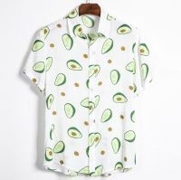 สีเรืองแสงผู้ชายเสื้อฤดูร้อนคุณภาพสูง Breathable เสื้อฮาวาย Camisa Masculina Avocado Casual ชายพิมพ์ขนาดพิเศษ