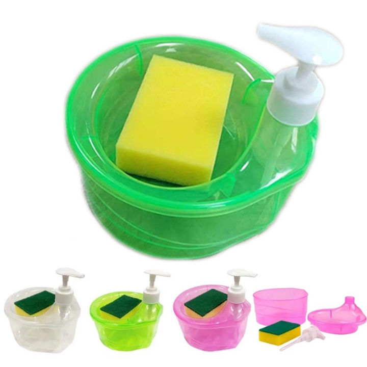 Dish Soap Dispenser with Sponge and Holder – Sara Shopping Mall