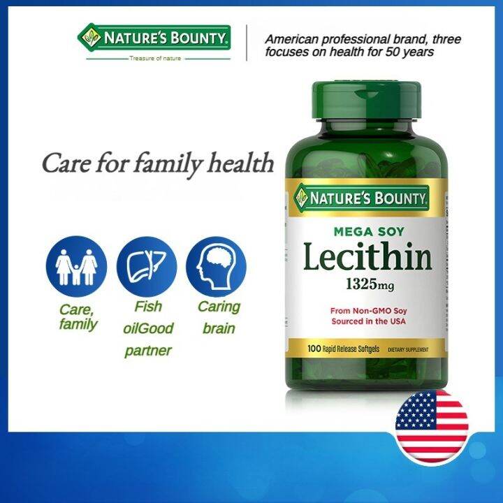 Nature's Bounty Soy Lecithin Softgels 100 Capsules Ideal for Senior