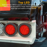 ไฟรถบรรทุกเลี้ยว16LED 4X หยุดท้ายรถกลมกันน้ำเบรกท้ายรถ12V