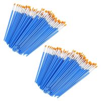 Paint Brushes Set 100 Pcs Kids Nylon Flat Hair Small Oil Watercolor Artist Painting Kits Bulk for Children