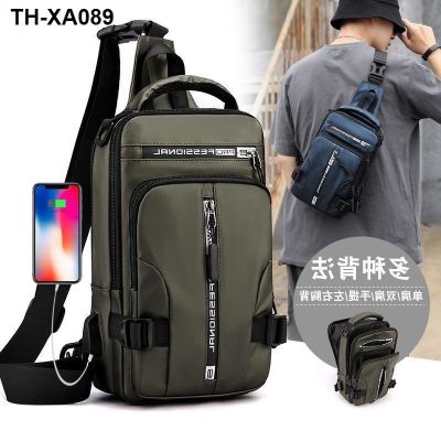 №✜ new men multi-functional chest package fashion leisure shoulder oblique satchel bag waterproof space cloth