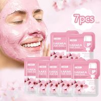 LAIKOU 7Pcs Japan Sakura Mud Face Mask Cleansing Whitening Moisturizing Oil-Control Anti-Aging Clay Mask Packs Facial Skin Care