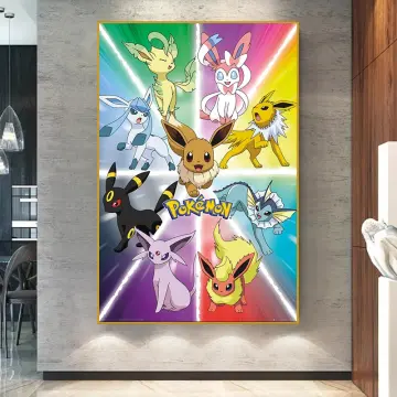 Eeveelutions Pokemon Wall Art Illustration Eevee Sylveon Vaporeon Umbreon