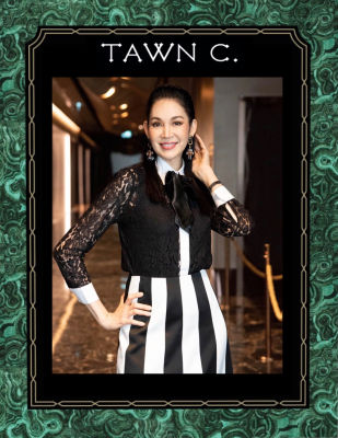 TAWN C. - Black Lace Trinity Blouse เสื้อลูกไม้แต่งสีขาว