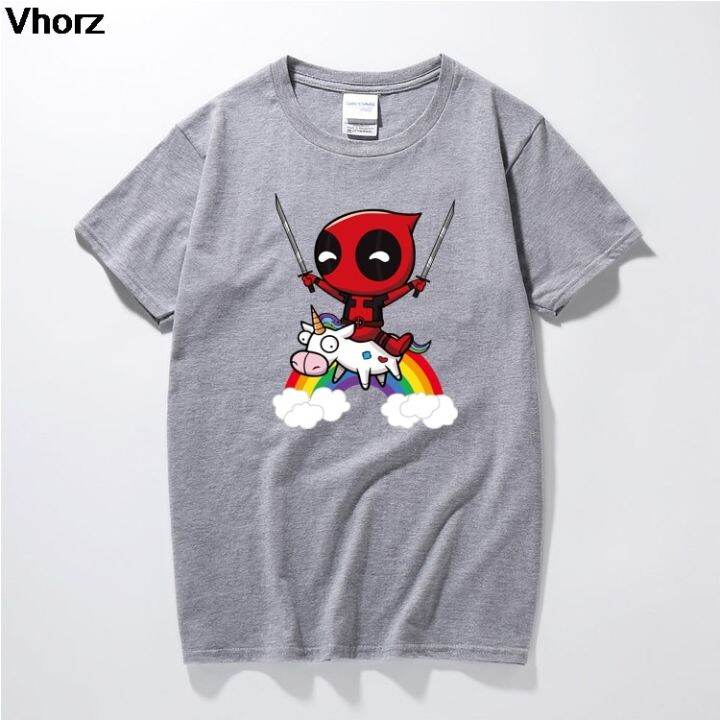 new-summer-deadpool-unicorn-cartoon-t-shirt-mens-funny-shirt-man-woman-sleeve-clothes-100-cotton-gildan