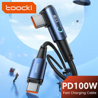 Toocki PD 100W USB Jenis C Ke USB C Kabel 90 Darjah Sudut untuk S9 Samsung Plus Xiaomi Pro Cepat Mengecas Jenis-C Cord