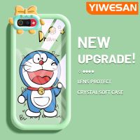 "YIWESAN เคสสำหรับ Realme C2 C2S การ์ตูนโดราเอมอนรักสีสันสดใสเลนส์กล้องถ่ายรูปแบบนิ่มสัตว์ประหลาดน้อยน่ารักกันกระแทกแบบใสปลอกป้องกันซิลิโคนที่สร้างสรรค์เคสมือถือ"