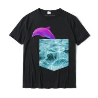 Vaporwave Dolphin T-shirt Gift Water Pocket Shape Design Tee Camisas Hombre Cotton Mens Tops Tees Design Tshirts Party Faddish - lor-made T-shirts XS-6XL