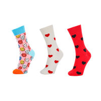 3 Pairs Socks Mid Calf Women Loving Heart Shape Colorful Crew Sox Short Cotton Uni Socks Men Female Tocking Christmas Gifts