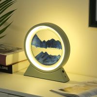 Moving Sand Art With Light Quicksand LED Table Lamp Hourglass Night Light Flowing Sand Painting Bedside Lamps Home Decor Gifts