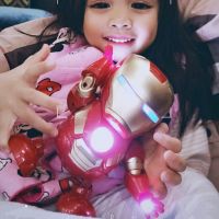 Hot Marvel Iron Man Dance Action Anime Figures Sing Sound Led Spiderman Avengers Ironman Super Heros Robot Baby Kids Toy Gift