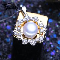 FENASY Pearl Jewelry New Custom 925 Sterling Silver Flower Pendant Genuine Natural Freshwater Pearl Necklaces For Women