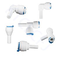 Reverse Osmosis 1/4 3/8 Hose Connection Quick Coupling 1/4 3/8 Stem L Straight Tee RO Water Aquarium Plastic Joint Pipe Fitting Valves