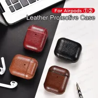 Headphone Case For Airpods 1 2 Leather Case Luxury Genuine Cover Shell For Apple AirPods 1 2 Air pods 1 Earphone Accessories Bag Wireless Earbud Cases