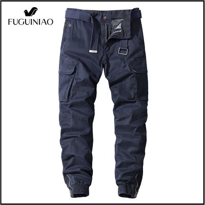 FUGUINIAO กางเกงคาร์โก้ผู้ชาย,กางเกงหลายกระเป๋าแฟชั่นแนวสตรีทจ๊อกกิ้งกางเกงลำลอง2022