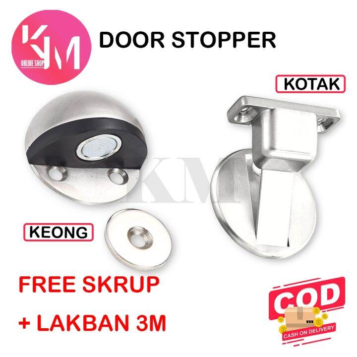 Door Stop Stopper STAINLESS Bulat / Keong & Kotak Penahan Pintu Lantai ...