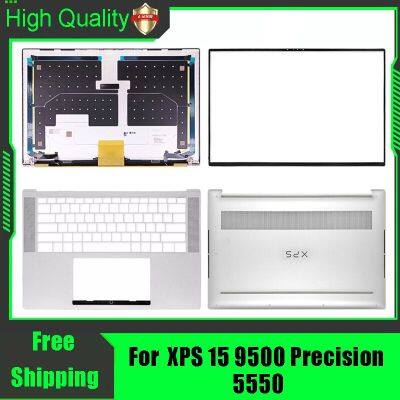 ปลอกหุ้มฐานด้านบนสำหรับ XPS 15 9500 5550หน้าจอ LCD สำหรับแล็ปท็อปที่มีความแม่นยำฝาปิดโน้ตบุคด้านหลังฝาหลังด้านบนปลอกเปลือกสีเงิน