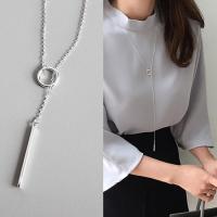 ✎✸▫ Ms S925 pure silver necklace hipster chain birthday present South Korea Japan and South Korea contracted long sweet clavicle ornaments