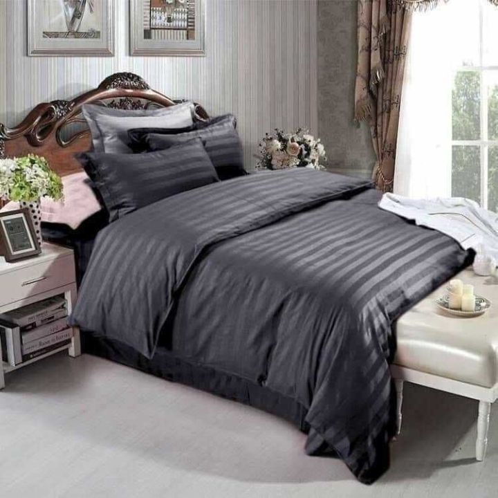 ชุดเครื่องนอน-ผ้าปูที่นอน-สีสวย-ลายริ้ว-ขนาด-6-5-3-5-ฟุต-วินเทจ