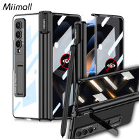 เคส Miimall สำหรับ Samsung Galaxy Z Fold 4 5G เคส Z พับ4พร้อมที่วางปากกา S เคสพับ4ความเป็นส่วนตัวฟรีขาตั้งคริสตัลหรูหราพับได้เคสสำหรับ Galaxy Z พับได้4เคสป้องกันชุบเคสป้องกันหน้าจอกันแอบมองพับได้ Samsung Z