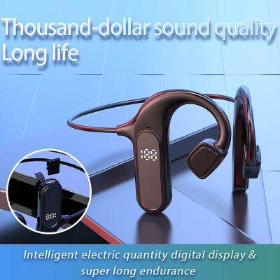จอแสดงผลดิจิตอล LED ชุดหูฟัง Bluetooth 5.2 bone conduction กันน้ำและเหงื่อ เสียงไฮไฟ การโทรอัจฉริยะ หูฟังลดเสียงรบกวน สามารถใช้กับ TF Card