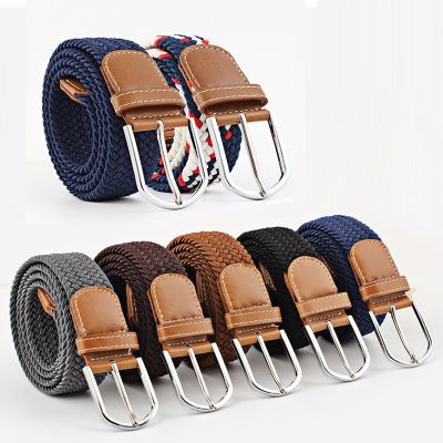【CW】 Belts for Women High Quality Fashion Belt Canvas Braided Pin Buckle Woven Stretch Waist Strap for Jeans cinturon mujer