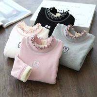 2-6T Winter Girls Kids ClothesTurtleneck Thickenek Shirt Kids Plus velvet thickening Tees Tops Blouse Chica Childrens Clothing