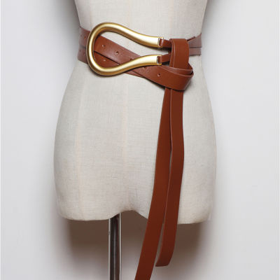 Wild ladies belt women belt light luxury personality curved metal horseshoe buckle large U-shaped fashion