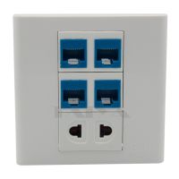 RJ45 CAT5 4พอร์ต1พอร์ต AC Power Wall Plate รองรับ DIY