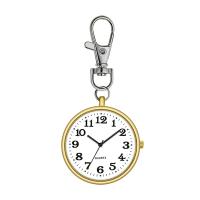 Keychain Pocket Watch Fashion Unisex Round Dial Quartz Analog Nurse Keychain Pocket Silver White