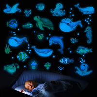 Blue Ocean Fish Luminous Stickers Fluorescent Whale Glow In The Dark Stickers For Kids s Bedroom Home Decor Wall Decal