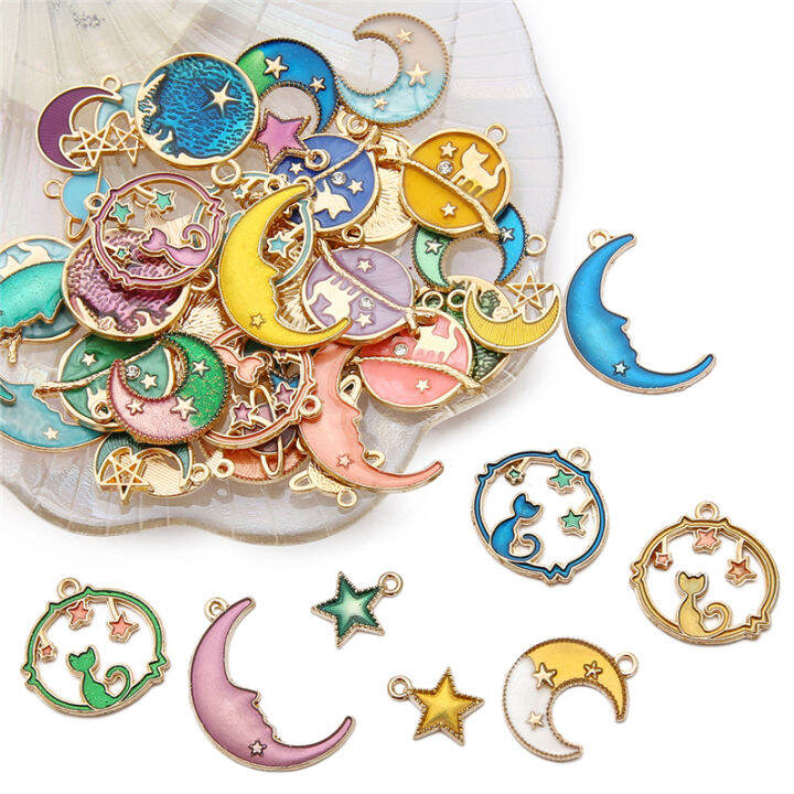 8ชิ้น-ถุงแฟชั่นโลหะเคลือบโลหะ-charms-sun-moon-star-celestial-charm-จี้สำหรับ-diy-เครื่องประดับหัตถกรรมทำสร้อยคอสร้อยข้อมือต่างหูอุปกรณ์เสริม