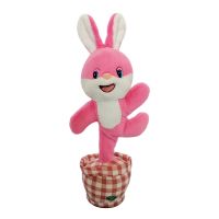 Electric Rabbit Stuffed Animal Swing Singing Repeating What You Say Rabbit Electronic Interactive Plush Toy Gift for Kids