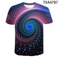 2023 NEWNew สามมิติ Vortex 3D T เสื้อผู้ชายผู้หญิงเด็กฤดูร้อนลำลองแขนสั้น Universe Space พิมพ์ Tees เด็กผู้หญิง Tops