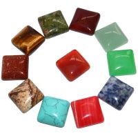 10Pcs / Lot 16mm Natural Square Agates Tiger Eye Jades Stone Beads Cameo Pendant For Jewelry Diy Accessories Necklace Material