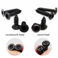 20pcs M3 M4 Black Steel Pin Six Lobe Torx Flat Countersunk Round Pan Button Head Tamper Proof Security Self Tapping Wood Screw Nails Screws Fasteners