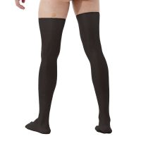 【YD】 1 Mens Sheer Compression Socks Full-Footed Stockings Anti-skid Soft Elasticity Band Thigh Silk