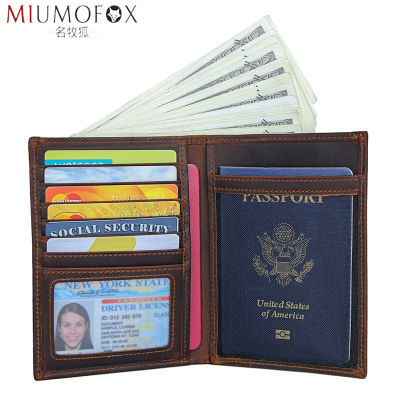 Genuine Leather Passport Cover Driver License Bag Document Credit Card RFID Purse Travel Men Wallet Ticket Holder Case for Women