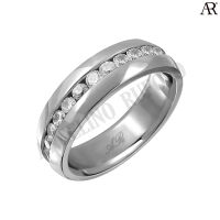 ANGELINO RUFOLO Ring ดีไซน์ Crystal Around แหวนผู้ชาย Stainless Steel 316L(สแตนเลสสตีล)คุณภาพเยี่ยม สีเงิน ประดับตกแต่งด้วย คริสตัล รอบวง