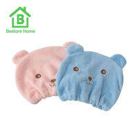 BestoreHome หมวกผมแห้ง หมวกอาบน้ำลายการ์ตูน หมวกอาบน้ำขนนุ่ม ผ้าโพลีเอสเตอร์