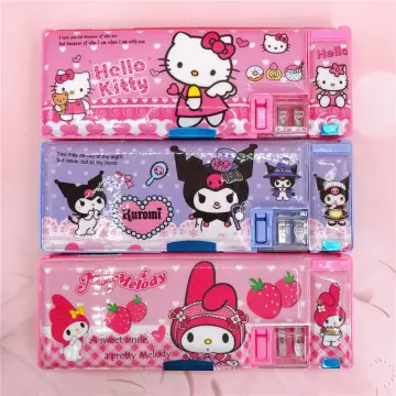 Sanrio Kawaii Hello Kitty Pencil Case Cinnamoroll Kuromi Student Cartoon  Decompression Double Layer Large Capacity Pencil Case - AliExpress