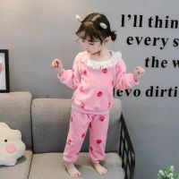 Baby Girl Clothes Pajamas Set Flannel Fleece Infant Toddler Lace Collar Pajamas Warm Kids Sleepwear Home Suit Winter Spring Fall