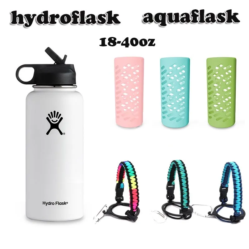 Paracord Handle + Silicone Sleeve Boot for Aquaflask Hydro Flask