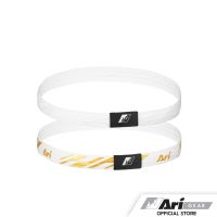 ARI SLASH ELASTIC HEADBAND - WHITE/GOLD/WHITE สายคาดศีรษะ อาริ เฮดแบนด์ สีดำ