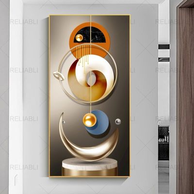 Nordic Simple Modern Abstract Geometric Orange Porch Living Room Murals Poster Wall Picture Decorative Picture Home Decoration Wall Décor