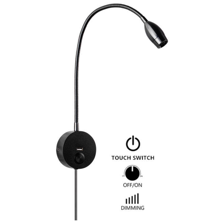 Tokili Light for Book Reading with USB Charger Touch OnOffDimmer Wall