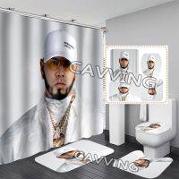 【CW】℗♝  free anuel Printed  Shower Curtain Anti-slip Set Toilet Rugs