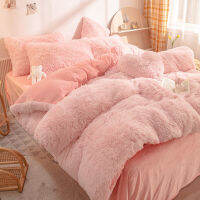 (ร้อน) ฤดูหนาวใหม่ Warm Plush ผ้านวมสีชมพูโรแมนติกเจ้าหญิง Mink กำมะหยี่ Fluffy Flannel ผ้านวมหรูหราชุดเครื่องนอน King Size