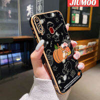 JIUMOO เคส A20s ปลอกสำหรับ Samsung Galaxy เคสลายการ์ตูนน่ารักสีเทียนหน้าแข้งเคสขอบสี่เหลี่ยมเคสมือถือกันกระแทกฝาปิดเลนส์เต็มรูปแบบเคสซิลิโคนนิ่ม